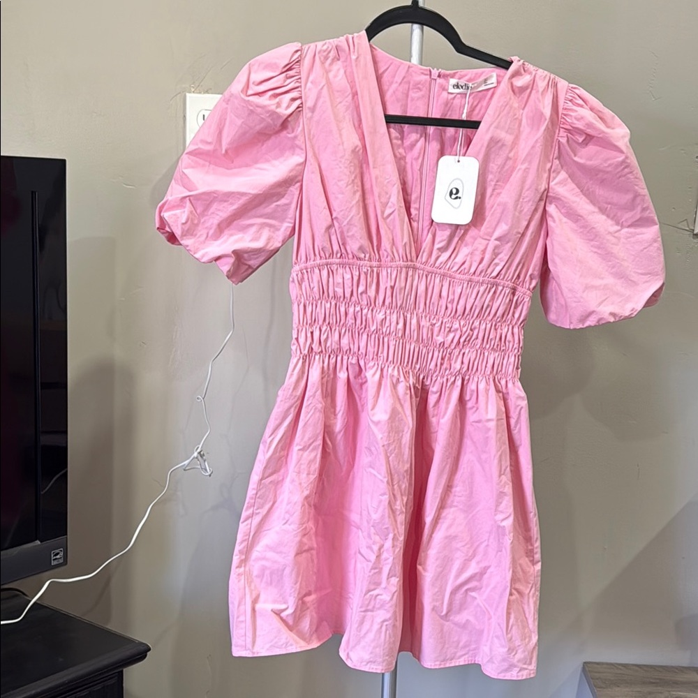 Pink Puff Sleeve Dress